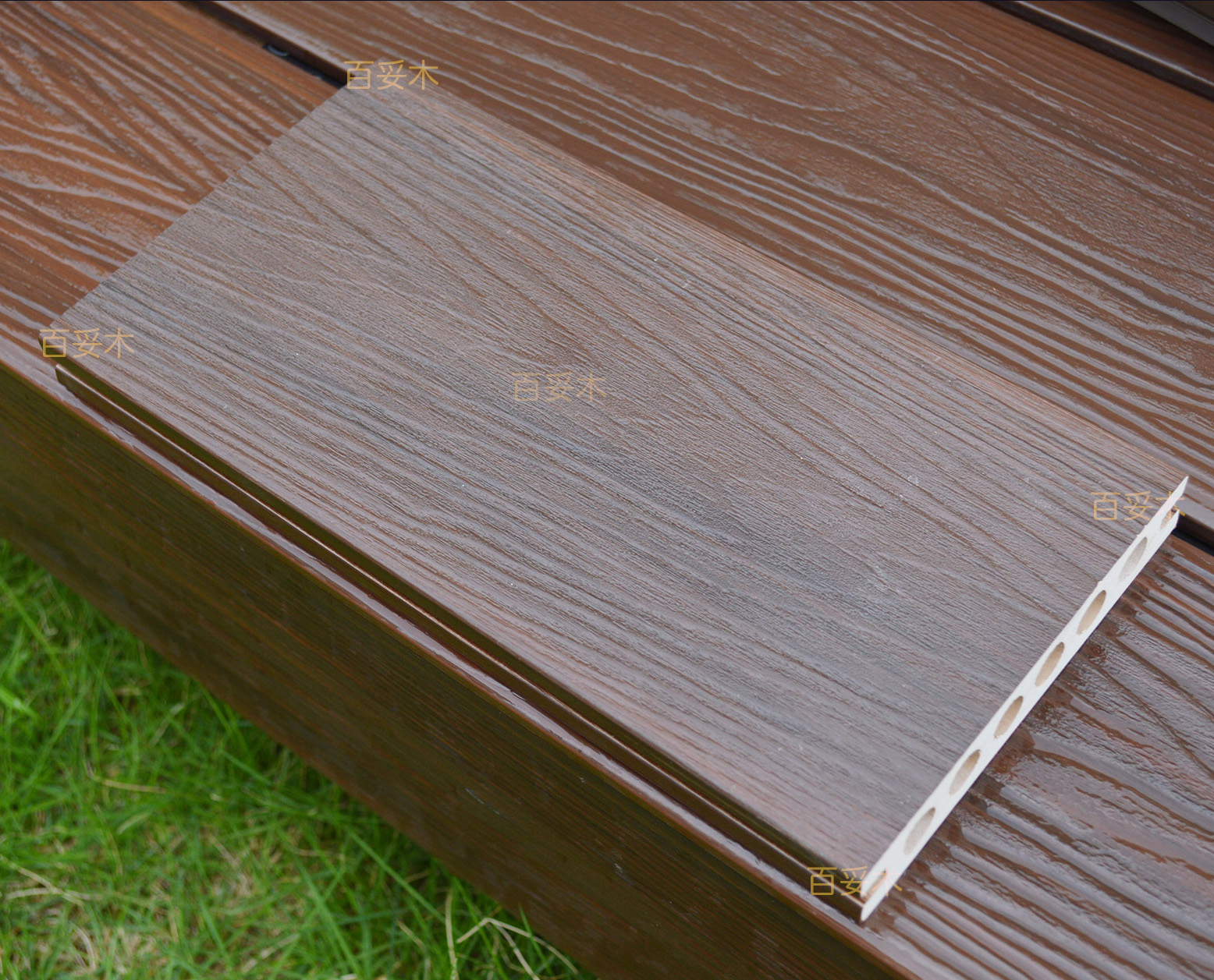 塑木地板户外长条木塑平板薄板木纹板封边板塑木实心围栏塑木板 - 捷科塑木新材料 - 九正建材网